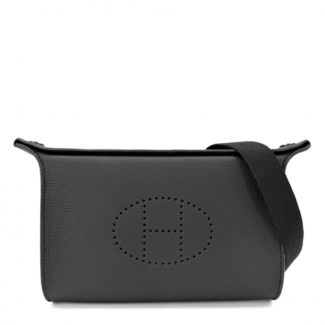Hermes shoulder bag for men and women, Videpoche body bag, HERMES K stamp, leather, black, silver: --- Catalog ---Category: SizeSize (HxWxD): 14cm x 21cm x 4cm / 5.51'' x 8.26'' x 1.57''Category: DesignType: Shoulder bag, Sling bagColor: BlackGender: Men,WomenMaterial: Leather Category: GeneralBran