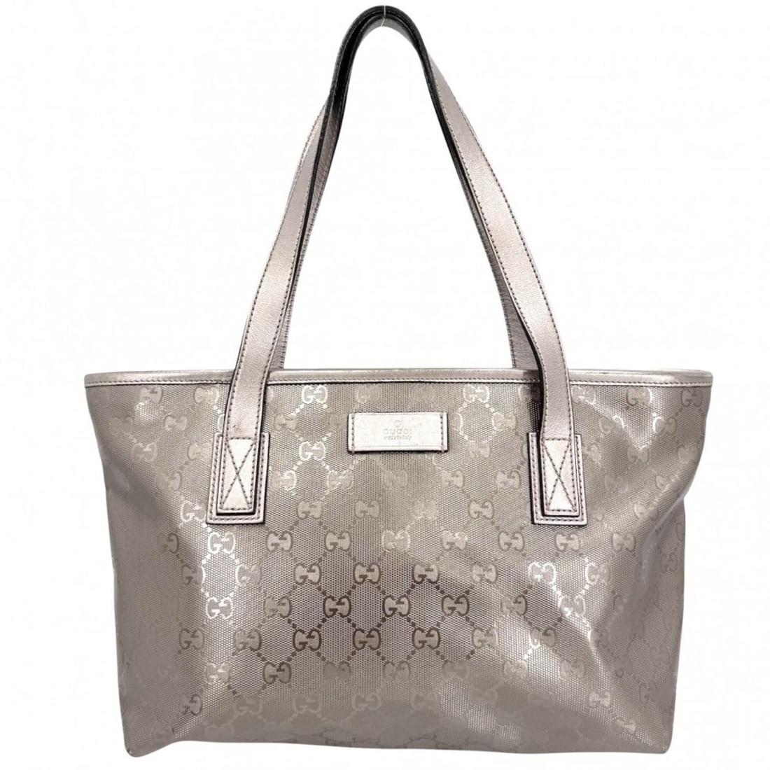 Gucci Tote Bag for Women, GG Imprime Pattern, Handbag, Shoulder Bag, GUCCI 211138, Leather, Metallic: --- Catalog ---Category: SizeSize (HxWxD): 21cm x 36cm x 9cm / 8.26'' x 14.17'' x 3.54''Category: DesignType: Handbag, Tote bagColor: Metallic grayGender: WomenMaterial: PVC , Leather Category: Genera