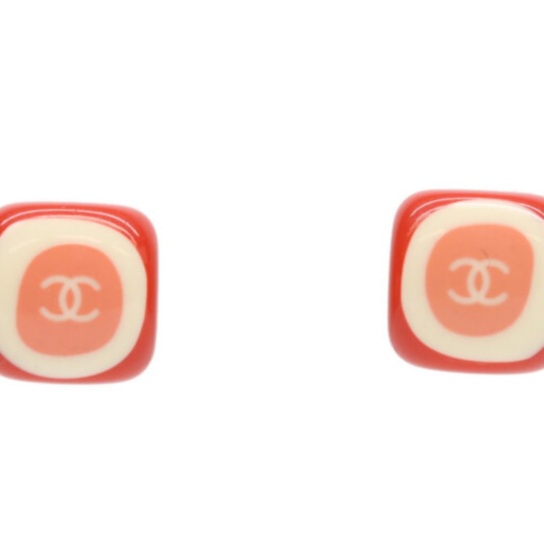 CHANEL 05P Pink Square Stone Coco Mark Earrings White Women's: --- Catalog ---Category: SizeSize (HxWxD): 12.00mm x 12.00mm / 0.47'' x 0.47''Category: DesignType: Stud earringsColor: Pink, WhiteGender: WomenMaterial: PlasticCategory: GeneralBrand: Chanel--- Item 