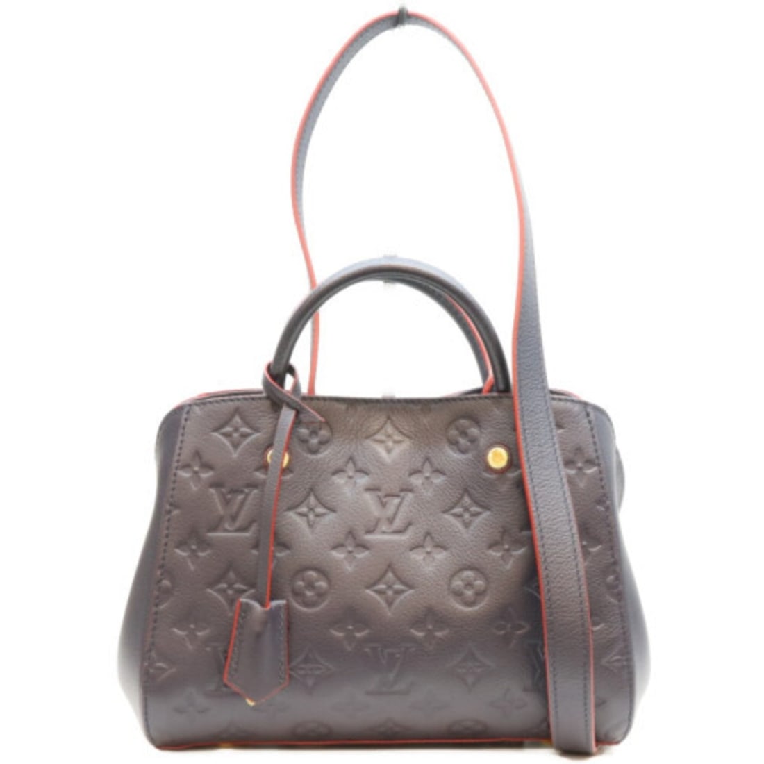 LOUIS VUITTON M42747 Marine Rouge Monogram Empreinte Montaigne BB Shoulder Bag Navy Red Gold: --- Catalog ---Category: SizeSize (HxWxD): 18cm x 28cm x 13cm / 7.08'' x 11.02'' x 5.11''Category: DesignType: Shoulder bagColor: Navy, Red colorGender: WomenMaterial: Monogram Empreinte Hardware Colo