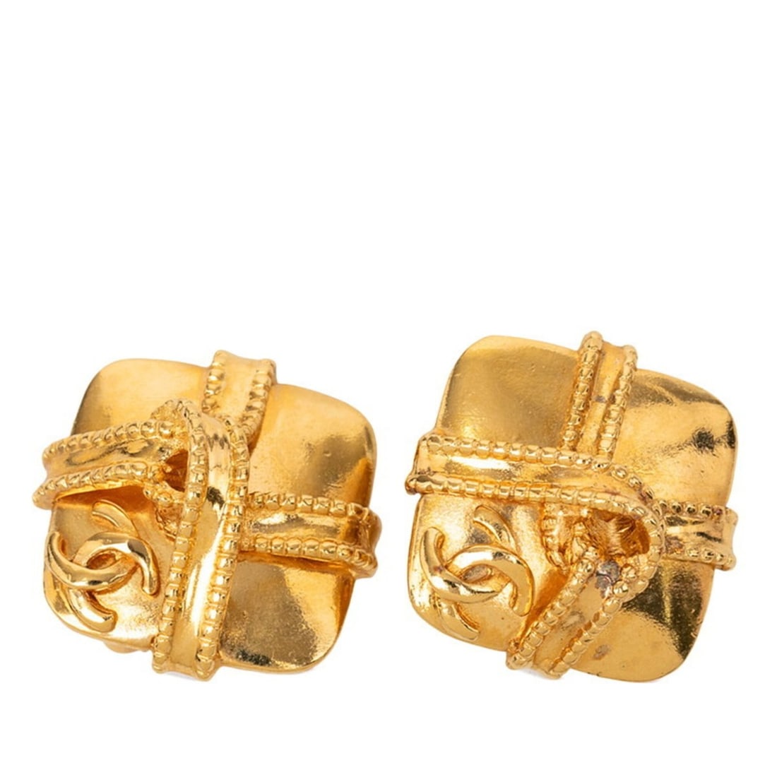 Chanel Vintage Coco Mark Diamond Earrings Gold Women's CHANEL: --- Catalog ---Category: SizeSize (HxWxD): 26.60mm x 26.80mm / 1.05'' x 1.06''Category: DesignType: Clip earringsColor: GoldGender: WomenMaterial: Gold platingCategory: GeneralBrand: Chanel--- Item Li