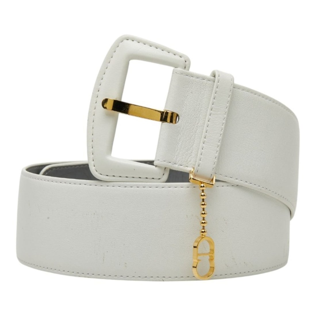 Christian Dior Dior CD logo charm belt, white leather, women's.: --- Catalog ---Category: SizeWidth: 5cm / 1.96''Length: 69cm - 74cm / 27.16'' - 29.13''Category: DesignType: Standard beltColor: WhiteGender: WomenMaterial (Strap): Leather Category: GeneralBrand: Chr