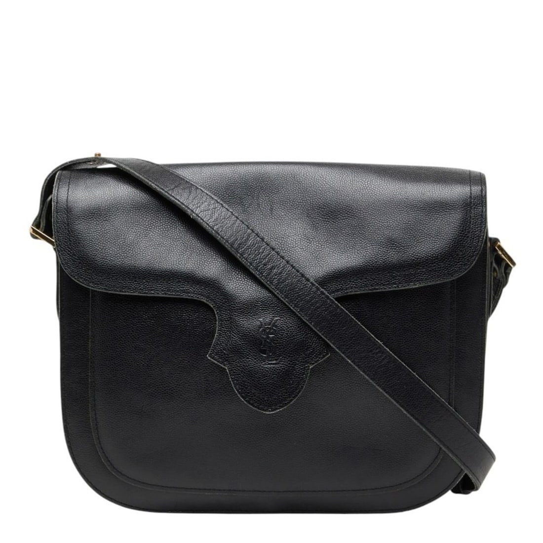 Saint Laurent YSL logo shoulder bag, black leather, women's.: --- Catalog ---Category: SizeSize (HxWxD): 21.5cm x 25cm x 5.5cm / 8.46'' x 9.84'' x 2.16''Category: DesignType: Shoulder bagColor: BlackGender: WomenMaterial: Leather Category: GeneralBrand: Saint La