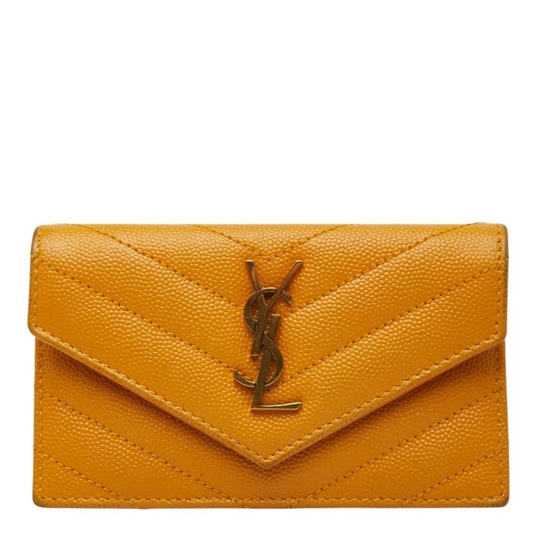Saint Laurent Monogram Fragment YSL Logo Flap Business Card Holder/Card Case 612808 Yellow Leather: --- Catalog ---Category: DesignType: Card caseColor: YellowGender: WomenMaterial: Leather Category: GeneralMPN: 612808Brand: Saint LaurentCategory: Physical PropertiesSize (HxWxD): 7cm x 13cm x 1.5cm 