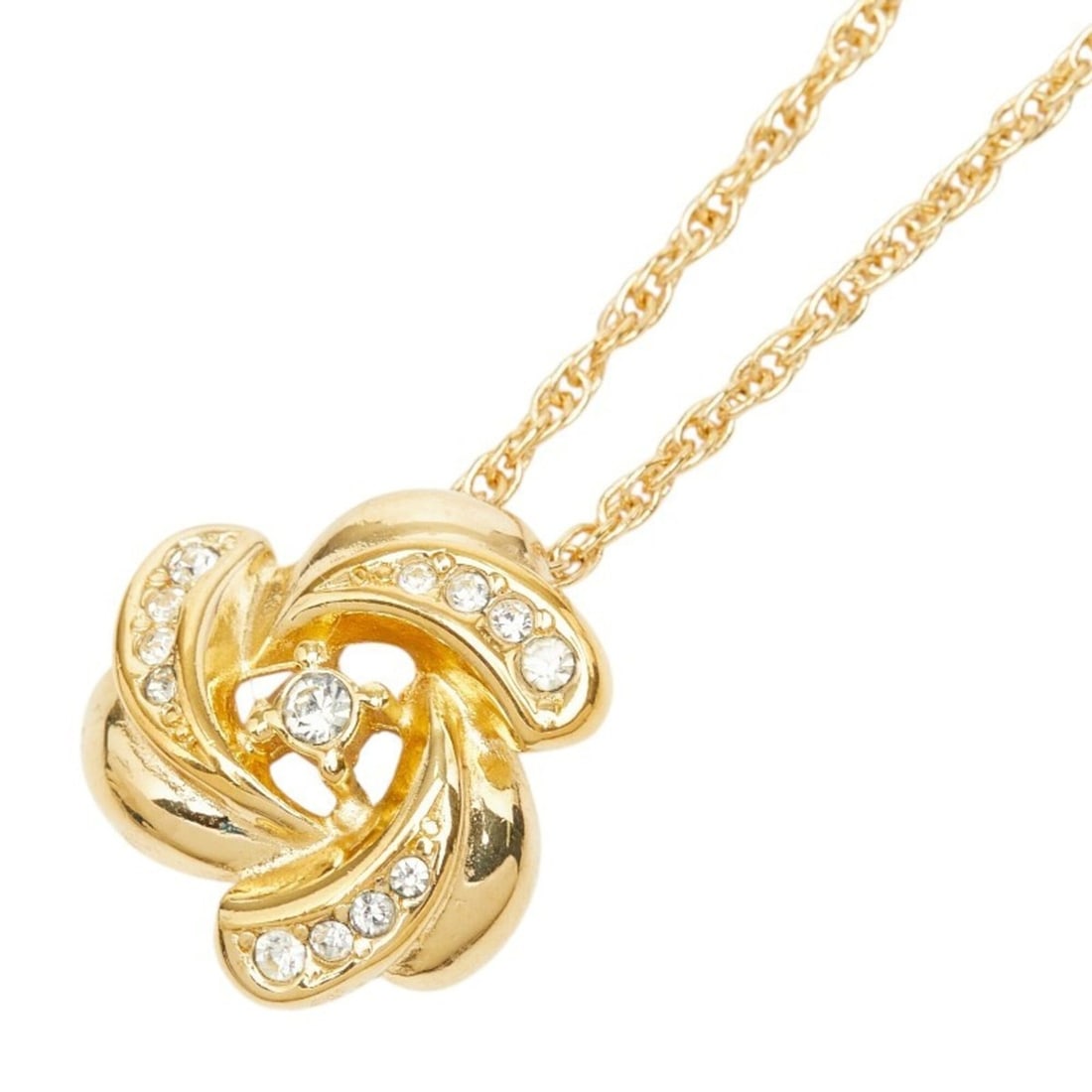 Christian Dior Dior necklace, gold plated, rhinestones, for women.: --- Catalog ---Category: SizePendant Size: 18.8mm x 18.1mm / 0.74'' x 0.71''Neck Circumference: 47 cm / 18.5''Category: DesignColor: GoldStone: RhinestoneGender: WomenMaterial: Gold platingNecklace Ty