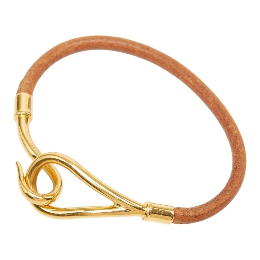 Hermes Jumbo Bracelet, Gold and Brown Plated Leather, Women's.: --- Catalog ---Category: SizeLength: 15.5cm / 6.1''Category: DesignType: Charm braceletColor: Brown, GoldGender: WomenMaterial: Gold plating, LeatherCategory: GeneralBrand: Hermes--- Item List ---Sect