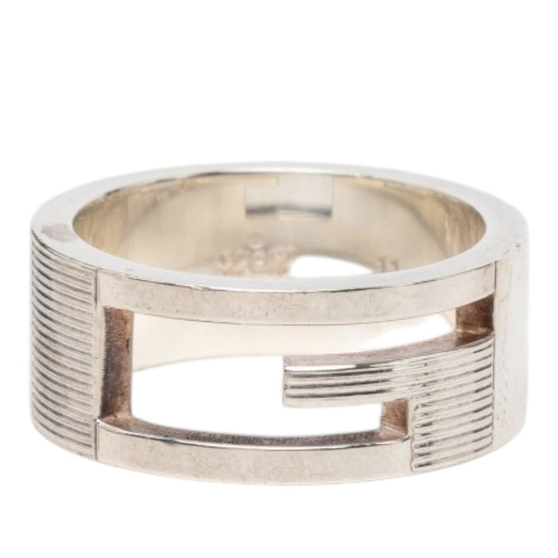 Gucci Branded G Ring, Size #11, SV925 Silver, Women's GUCCI: --- Catalog ---Category: SizeJP Size: 10.5US Size: 5.5Category: DesignType: Band ringColor: SilverGender: WomenMaterial: Silver 925Category: GeneralBrand: Gucci--- Item List ---Section: ConditionRanki