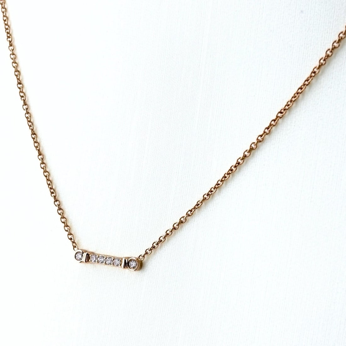 Tiffany & Co. Fleur-de-lis Stem Necklace, Pink Gold (PG), Pendant with Small Diamonds, 750 Diamond,: --- Catalog ---Category: SizePendant Size: 11.8mm x 2mm / 0.46'' x 0.07''Neck Circumference: 40 cm / 15.74''Category: DesignColor: PinkGender: WomenNecklace Type: NecklaceCategory: GeneralBrand: Tiffa
