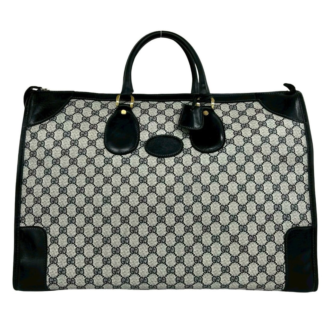 GUCCI Vintage GG Logo Leather Boston Bag/Travel Bag/Handbag, Navy, 33520: --- Catalog ---Category: SizeSize (HxWxD): 52cm x 35cm x 21.5cm / 20.47'' x 13.77'' x 8.46''Category: DesignType: Boston bag, HandbagColor: NavyGender: WomenMaterial: Leather , PVC Category: GeneralBr