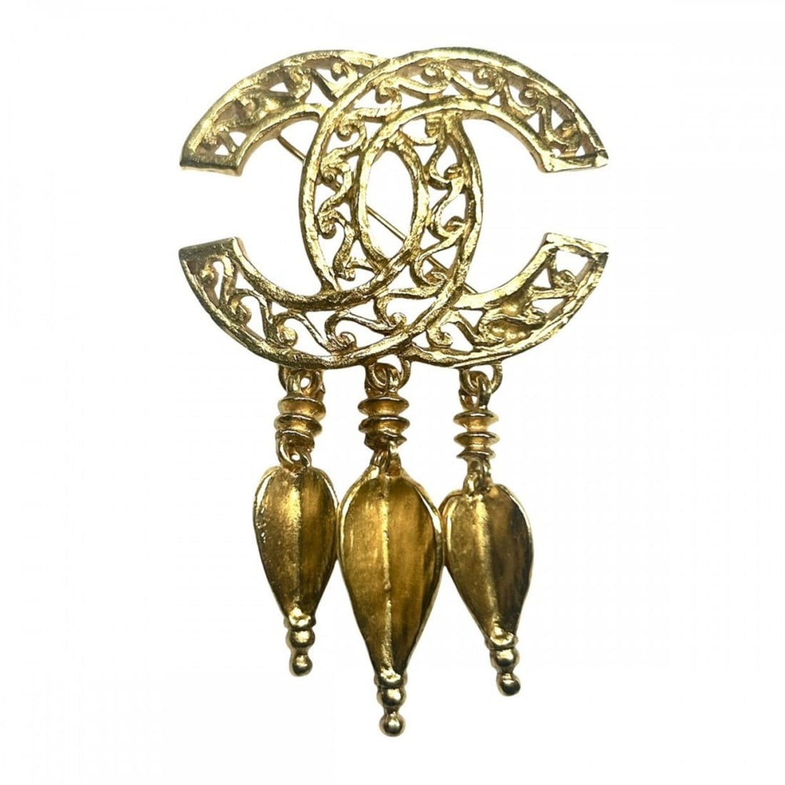 Chanel Brooch for Women, Coco Mark, Swing, Vintage Accessory, Coco, CHANEL GP 95A Gold, Approx.: --- Catalog ---Category: SizeWeight: 19.9g / 0.7oz.Size (HxWxD): 7cm x 4.5cm x 3.00mm / 2.75'' x 1.77'' x 0.11''Category: DesignType: BroochColor: GoldFinish: Gold platedGender: WomenSeason: VintageCa