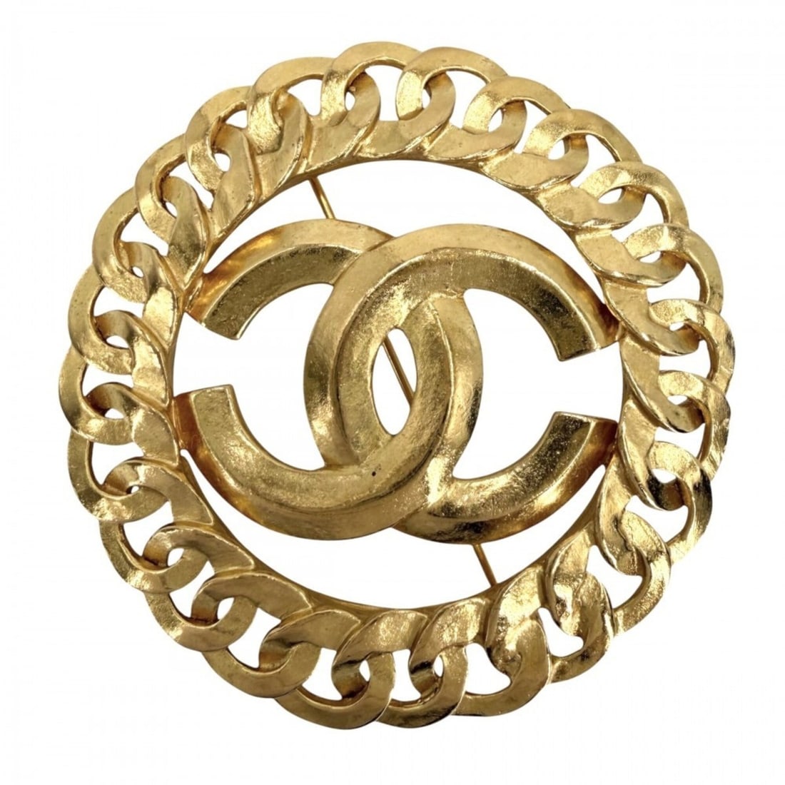 Chanel Brooch for Women, Coco Mark, Vintage, Round, CHANEL GP 96P Gold, Approx. 21.7g, 1996: --- Catalog ---Category: SizeWeight: 21.7g / 0.76oz.Size (HxWxD): 5.5cm x 5.3cm x 3.00mm / 2.16'' x 2.08'' x 0.11''Category: DesignType: BroochColor: GoldFinish: Gold platedGender: WomenSeason: Vintag