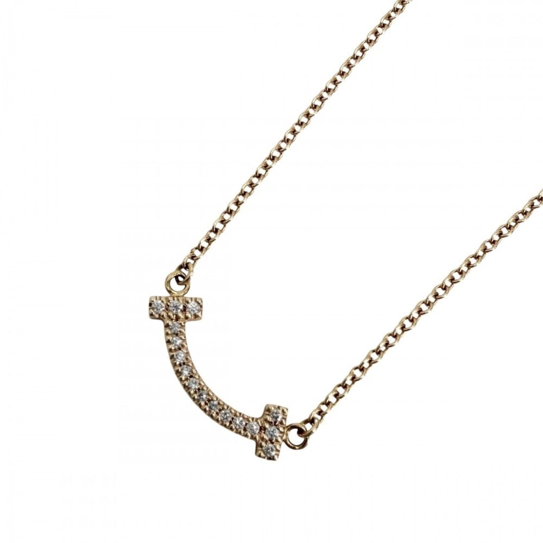 Tiffany & Co. T Smile Mini Pendant Necklace for Women, Adjustable, 18K Pink Gold (Au750), Diamond,: --- Catalog ---Category: SizeWidth: 1mm / 0.04''Pendant Size: 4mm x 13mm / 0.15'' x 0.51''Neck Circumference: 46 cm / 18.11''Category: DesignStone: DiamondGender: WomenMaterial: Pink gold (18K)Pendant