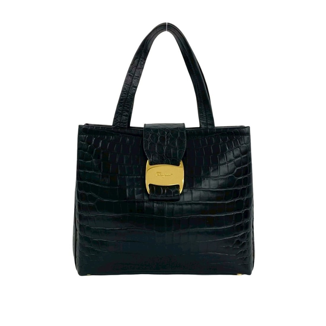 Salvatore Ferragamo Vintage Vara Leather Handbag with Hardware, Black, 58086: --- Catalog ---Category: SizeSize (HxWxD): 20cm x 25.5cm x 10.5cm / 7.87'' x 10.03'' x 4.13''Category: DesignType: HandbagColor: BlackGender: WomenMaterial: Leather Category: GeneralBrand: Salvatore F