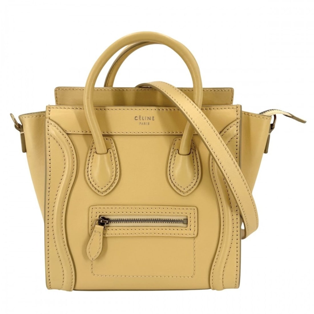 Celine Women's Luggage Nano Shopper Handbag Shoulder Bag Crossbody CELINE Leather Yellow Gold: --- Catalog ---Category: SizeSize (HxWxD): 21cm x 20cm x 10cm / 8.26'' x 7.87'' x 3.93''Category: DesignType: Handbag, Shoulder bagColor: YellowGender: WomenMaterial: Leather Category: GeneralBrand: C