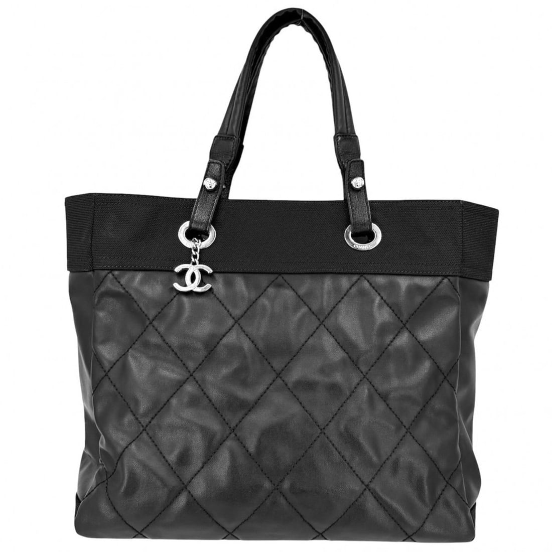 Chanel Paris Biarritz MM Tote Bag for Women, Coco Mark, CHANEL A34209, Coated Canvas Leather, Black,: --- Catalog ---Category: SizeSize (HxWxD): 30cm x 35cm x 14.5cm / 11.81'' x 13.77'' x 5.7''Category: DesignType: Handbag, Tote bagColor: BlackGender: WomenMaterial: Coated canvas , Leather Category: G