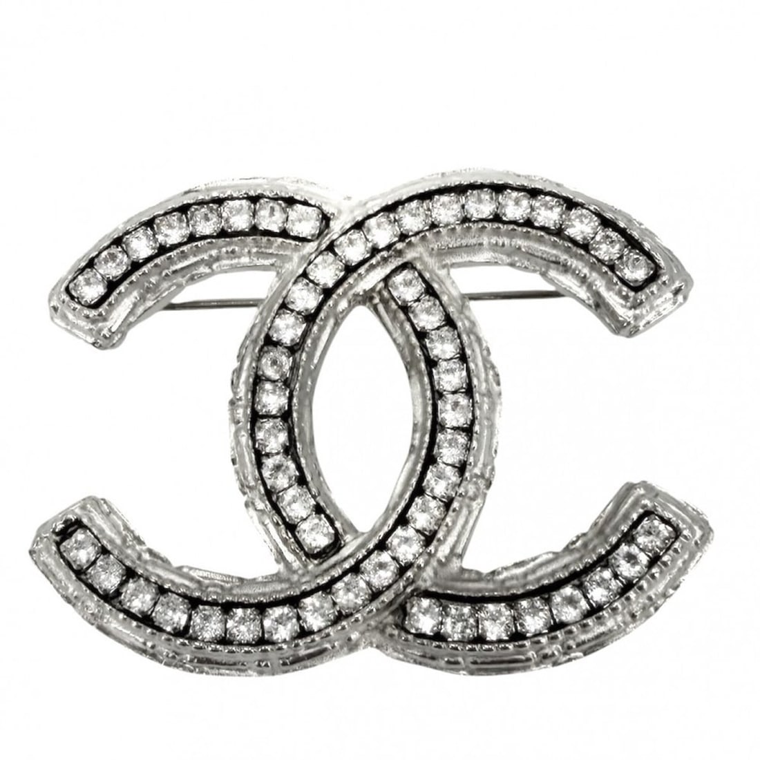 Chanel Brooch for Women, Coco Mark, Rhinestone, Silver, Approx. 17.1g, 2013: --- Catalog ---Category: SizeSize (HxWxD): 3.3cm x 4.5cm x 4.00mm / 1.29'' x 1.77'' x 0.15''Category: DesignType: BroochColor: SilverGender: WomenMaterial: RhinestoneCategory: GeneralBrand: Chanel--- 