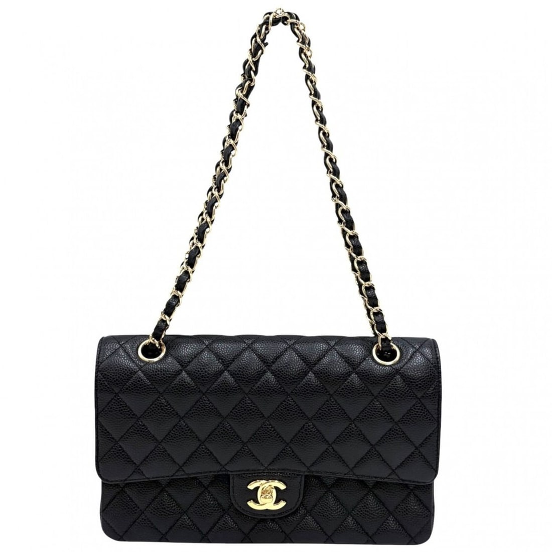 Chanel Matelassé 25 Shoulder Bag for Women, Double Flap, Chain, Bag, Crossbody Chain Strap, Coco: --- Catalog ---Category: SizeSize (HxWxD): 15cm x 25cm x 6.5cm / 5.9'' x 9.84'' x 2.55''Category: DesignType: Shoulder bagColor: BlackGender: WomenMaterial: Grained Calfskin Category: GeneralBrand: Ch