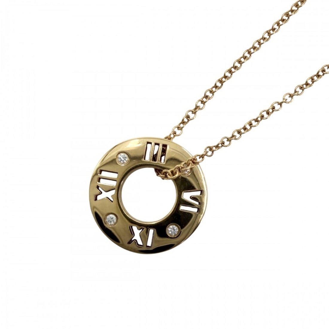 Tiffany & Co. Atlas Small Pierced Circle Pendant Necklace for Women, 18K Pink Gold (Au750), Diamond, (1 of 14)