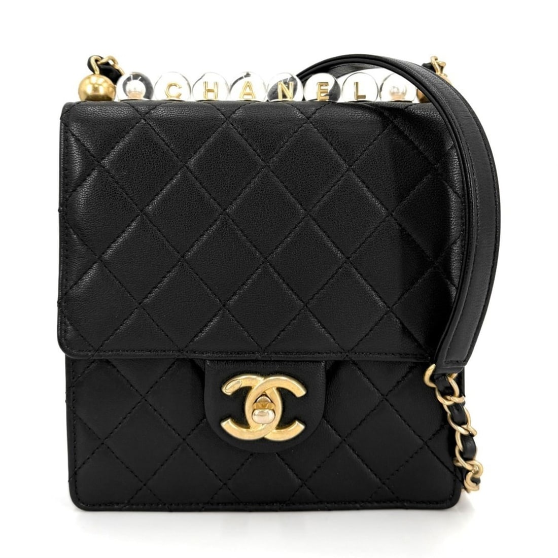 Chanel Matelassé Shoulder Bag for Women, Logo Chain Bag, Coco Mark, Crossbody Leather, Black, Gold: --- Catalog ---Category: SizeSize (HxWxD): 17cm x 16cm x 4cm / 6.69'' x 6.29'' x 1.57''Strap Length: 105cm / 41.33''Category: DesignType: Shoulder bagColor: BlackGender: WomenMaterial: Leather Categor