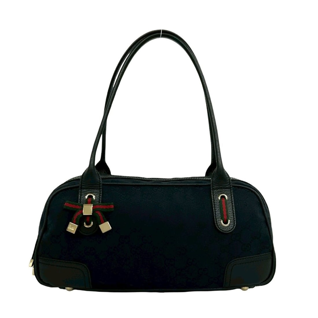 GUCCI Princy GG Canvas Leather Semi-Shoulder Bag Boston Handbag Black 2872b: --- Catalog ---Category: SizeSize (HxWxD): 16cm x 33.5cm x 13cm / 6.29'' x 13.18'' x 5.11''Category: DesignType: Boston bag, Handbag, Shoulder bagColor: Black, Green, Red colorGender: WomenMaterial: C