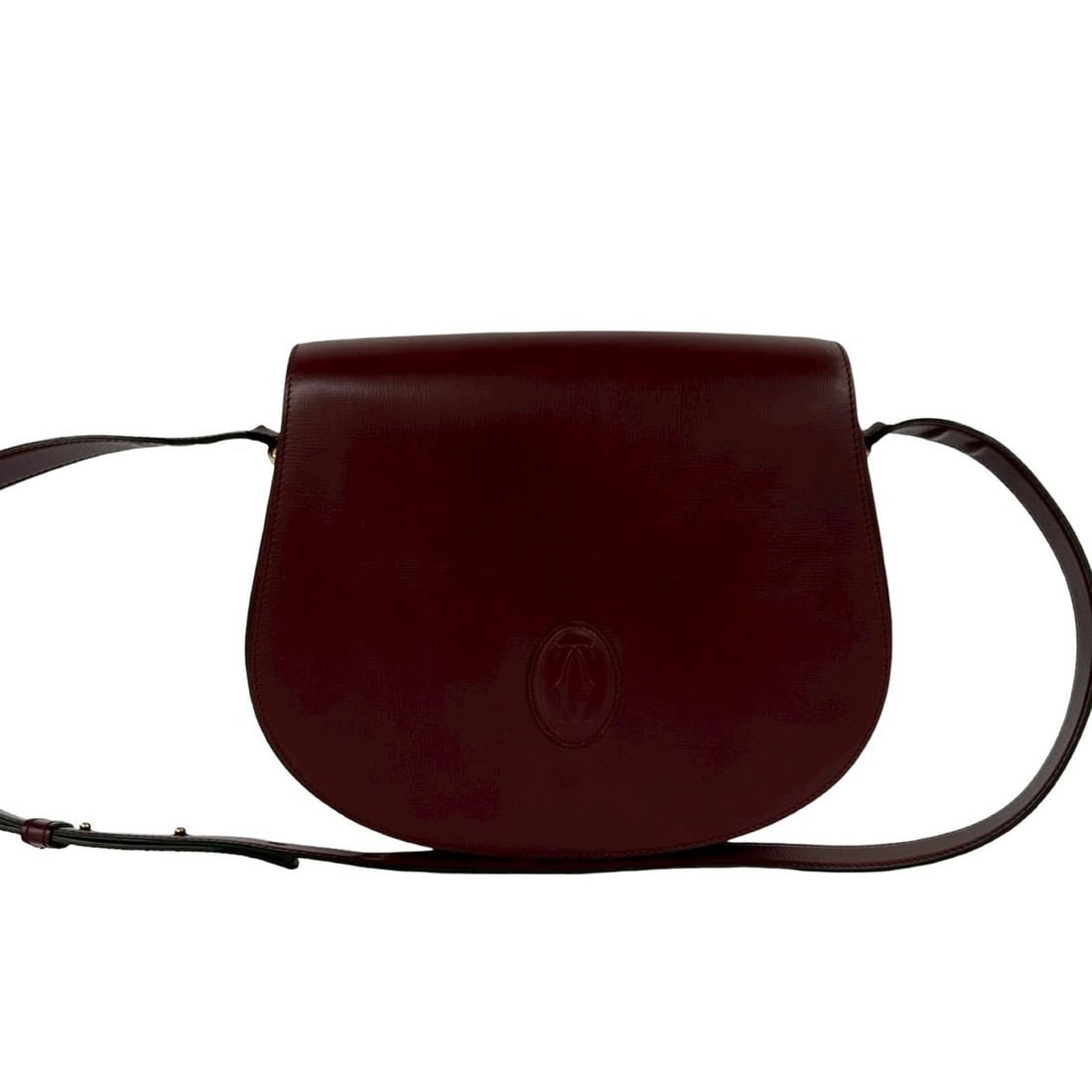 CARTIER Vintage Must Line Logo Leather Shoulder Bag/Pouch, Wine Red/Bordeaux, 2942e: --- Catalog ---Category: SizeSize (HxWxD): 23cm x 28.5cm x 6.5cm / 9.05'' x 11.22'' x 2.55''Category: DesignType: Pochette, Shoulder bagColor: Wine redGender: WomenMaterial: Leather Category: GeneralB
