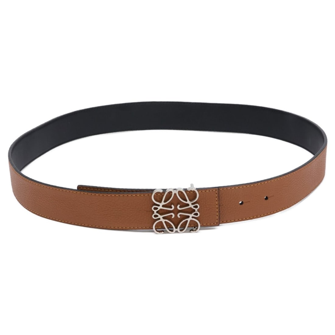 LOEWE 182135 Reversible Anagram Smooth Calf & Soft Grain Belt 90 36 Silver Brown Black Men's: --- Catalog ---Category: SizeLength: 85cm - 95cm / 33.46'' - 37.4''Category: DesignType: Standard beltColor: Black, Brown, SilverGender: MenMaterial (Strap): Leather Category: GeneralBrand: Loewe--- I
