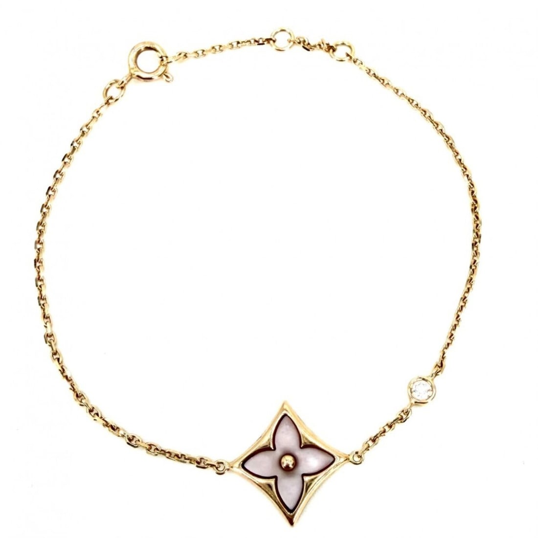 Louis Vuitton Star Blossom BB Bracelet for Women, Adjustable, Au750 18K Pink Gold, 0.04ct Diamond,: --- Catalog ---Category: SizeLength: 15cm - 17.5cm / 5.9'' - 6.88''Category: DesignType: Charm braceletColor: GoldStone: Diamond, Mother of pearlGender: WomenMaterial: Pink gold (18K)Category: General