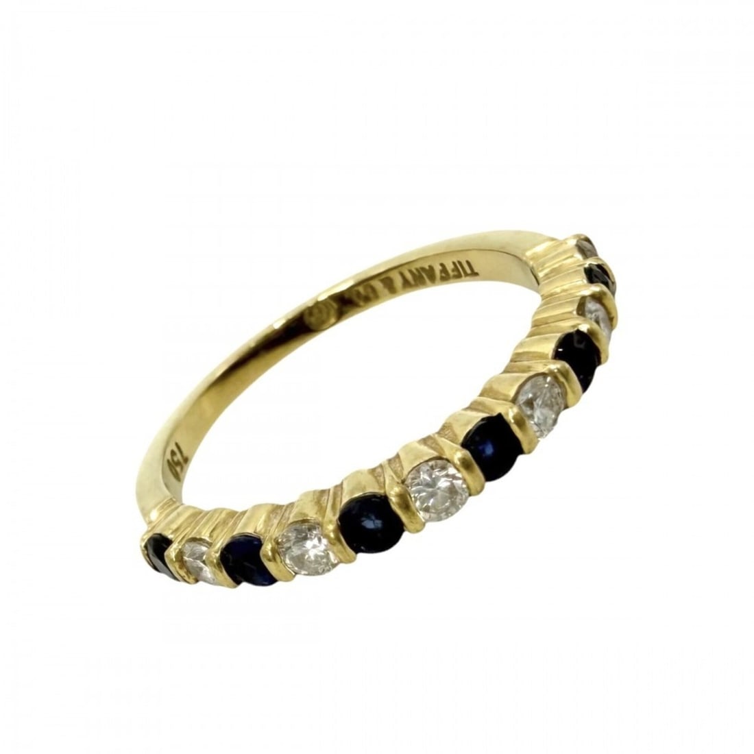 Tiffany & Co. Women's Half Eternity Ring, 18K Yellow Gold (Au750), Diamonds, Approx. Blue, 2.4g: --- Catalog ---Category: SizeWidth: 2mm / 0.08''Weight: 2.4g / 0.08oz.JP Size: 10.5US Size: 5.5Inner Diameter: 16.00mm / 0.63''Category: DesignType: Band ringColor: YellowMetal: GoldStone: Diamond, Sa