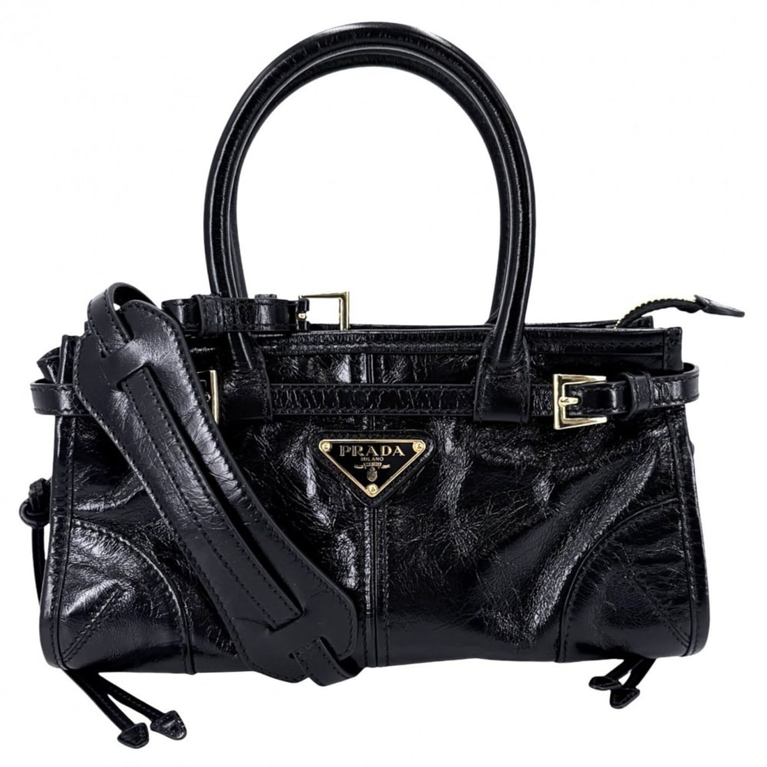 Prada Women's Bonnie Mini Handbag Shoulder Bag Crossbody Triangle Logo Tote PRADA 1BA486 Leather: --- Catalog ---Category: SizeSize (HxWxD): 12cm x 24cm x 8cm / 4.72'' x 9.44'' x 3.14''Handle Length: 28cm / 11.02''Category: DesignType: Handbag, Shoulder bag, Tote bagColor: BlackGender: WomenMateri