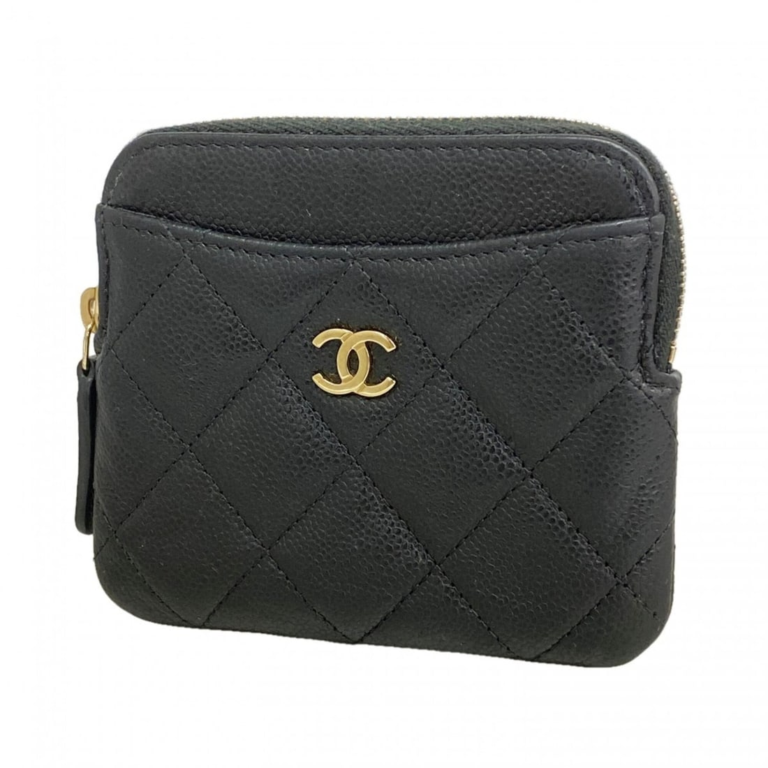 Chanel Matelassé Caviar Leather Wallet/Coin Case, Black/Champagne, Women's: --- Catalog ---Category: SizeSize (HxWxD): 9.5cm x 11cm x 2cm / 3.74'' x 4.33'' x 0.78''Category: DesignType: Coin purse/coin caseColor: BlackGender: WomenMaterial: Grained Calfskin Category: GeneralB
