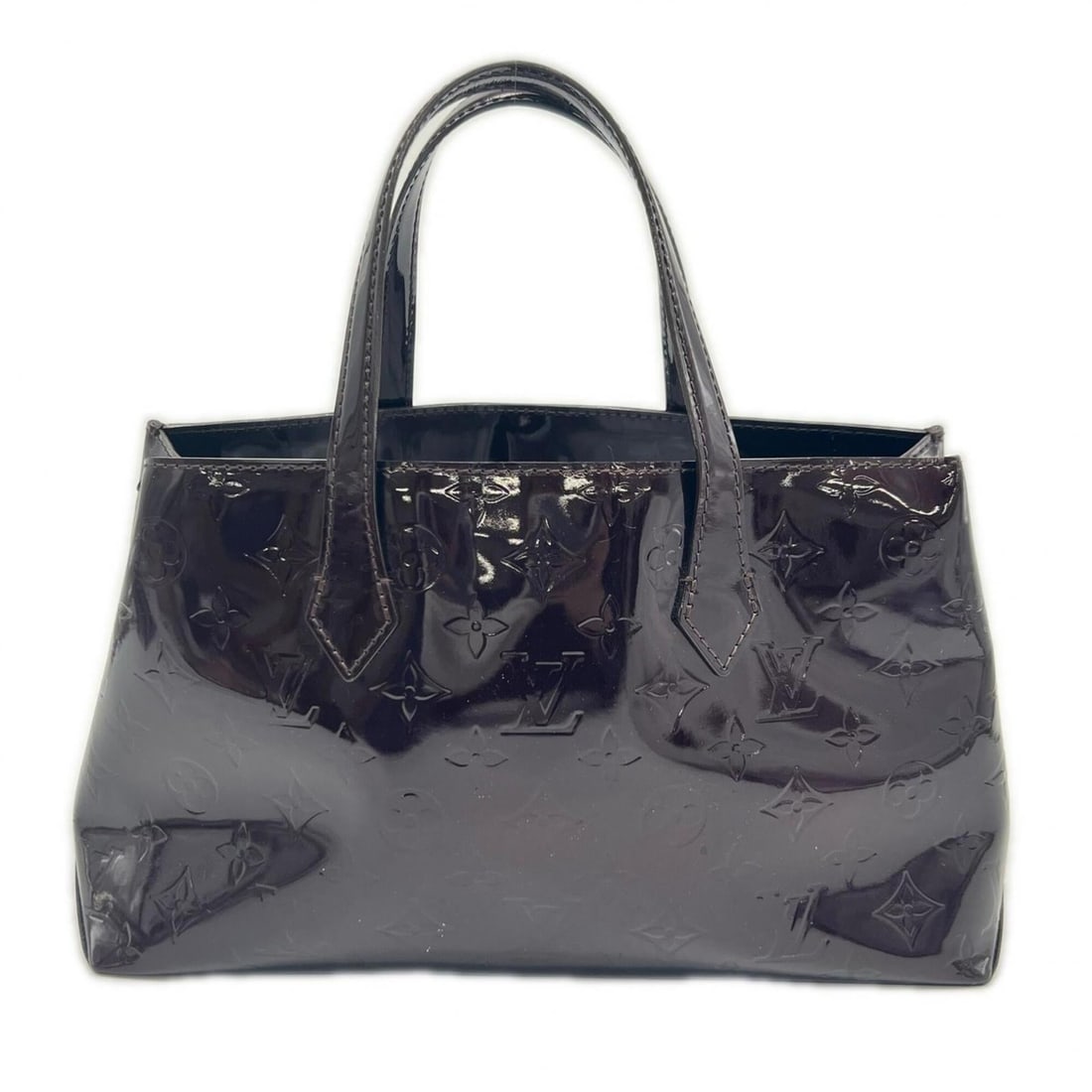 LOUIS VUITTON Monogram Vernis Wilshire PM Amarante M93641 Handbag Wine Red Leather Women's: --- Catalog ---Category: SizeSize (HxWxD): 17.5cm x 30cm x 11cm / 6.88'' x 11.81'' x 4.33''Handle Length: 41cm / 16.14''Category: DesignType: HandbagColor: WineGender: WomenClosure: HookMaterial: Coat