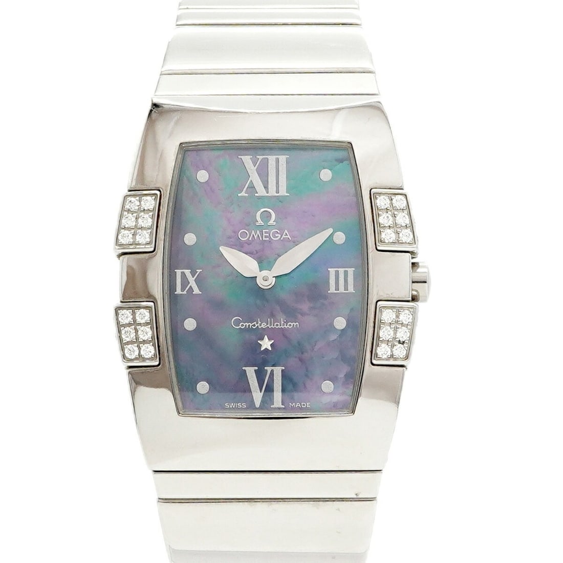 Omega Constellation Quadrella Diamond 1586.72 Blue Dial Women's Watch: --- Catalog ---Category: SizeWrist Size: 16cm / 6.29''Case Diameter: 25mm / 0.98''Category: DesignType: WristwatchGender: WomenColor (Dial): BlueMaterial (Band): Stainless steelCategory: GeneralMPN: 1