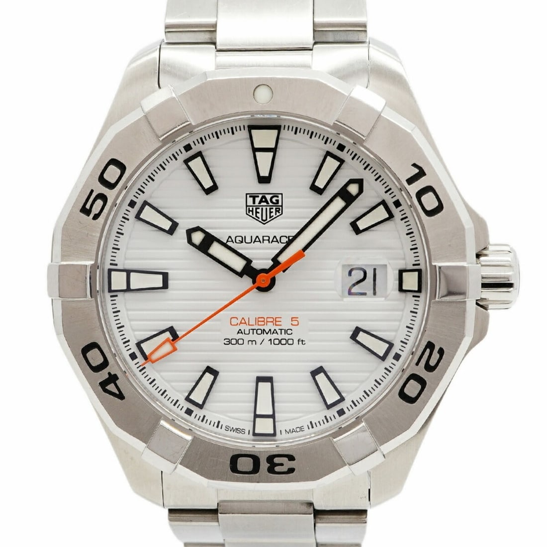 TAG Heuer Aquaracer Calibre 5 Way2013 White Dial Men's Watch: --- Catalog ---Category: SizeWrist Size: 16.5cm / 6.49''Case Diameter: 44mm / 1.73''Category: DesignType: WristwatchGender: MenColor (Dial): WhiteMaterial (Band): Stainless steelCategory: GeneralMPN: 