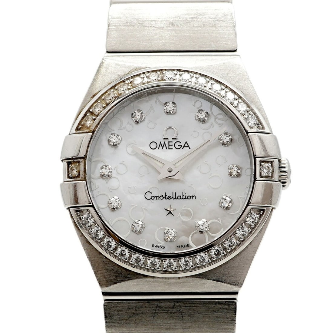 Omega Constellation Diamond 123.15.24.60.55.005 White Dial Women's Watch: --- Catalog ---Category: SizeWrist Size: 14.5cm / 5.7''Case Diameter: 24mm / 0.94''Category: DesignType: WristwatchGender: WomenColor (Dial): WhiteMaterial (Band): Stainless steelCategory: GeneralMPN: