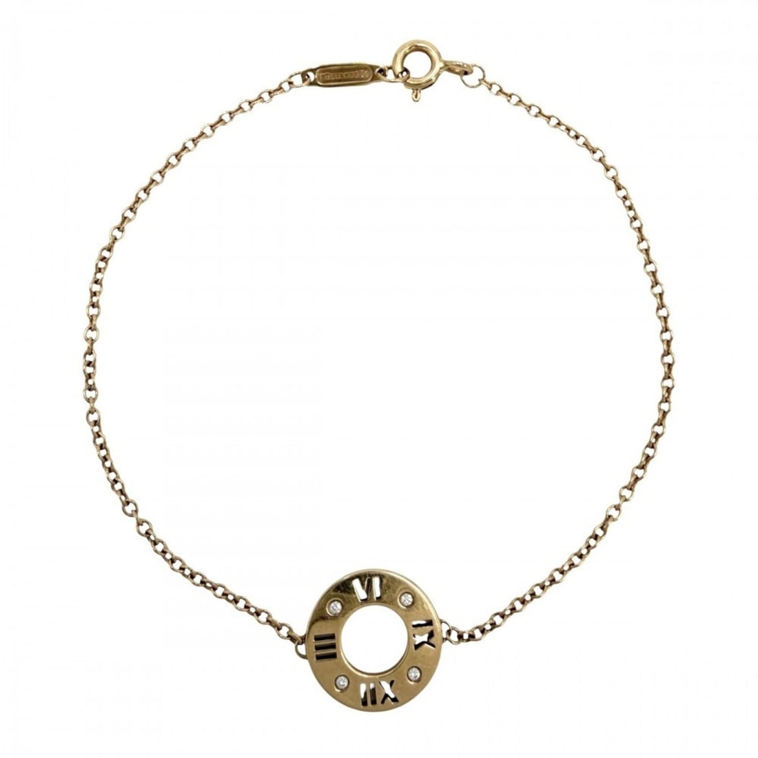 Tiffany & Co. Atlas Pierced Circle Bracelet for Women, 18K Pink Gold (Au750), Diamond, Approx. 2.8g: --- Catalog ---Category: SizeWidth: 1mm / 0.03''Length: 17cm / 6.69''Weight: 2.8g / 0.09oz.Category: DesignType: Charm braceletStone: DiamondGender: WomenMaterial: Pink gold (18K)Category: GeneralLine