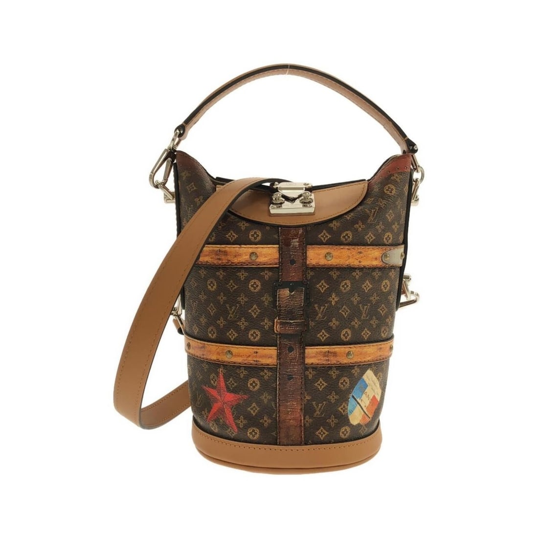 Louis Vuitton Monogram Trompe l'oeil Duffle Bag M52276 Handbag: --- Catalog ---Category: SizeSize (HxWxD): 21.5cm x 19cm x 14cm / 8.46'' x 7.48'' x 5.51''Category: DesignType: HandbagColor: MarronGender: Men,WomenMaterial: Coated canvas Hardware Color: SilverCateg