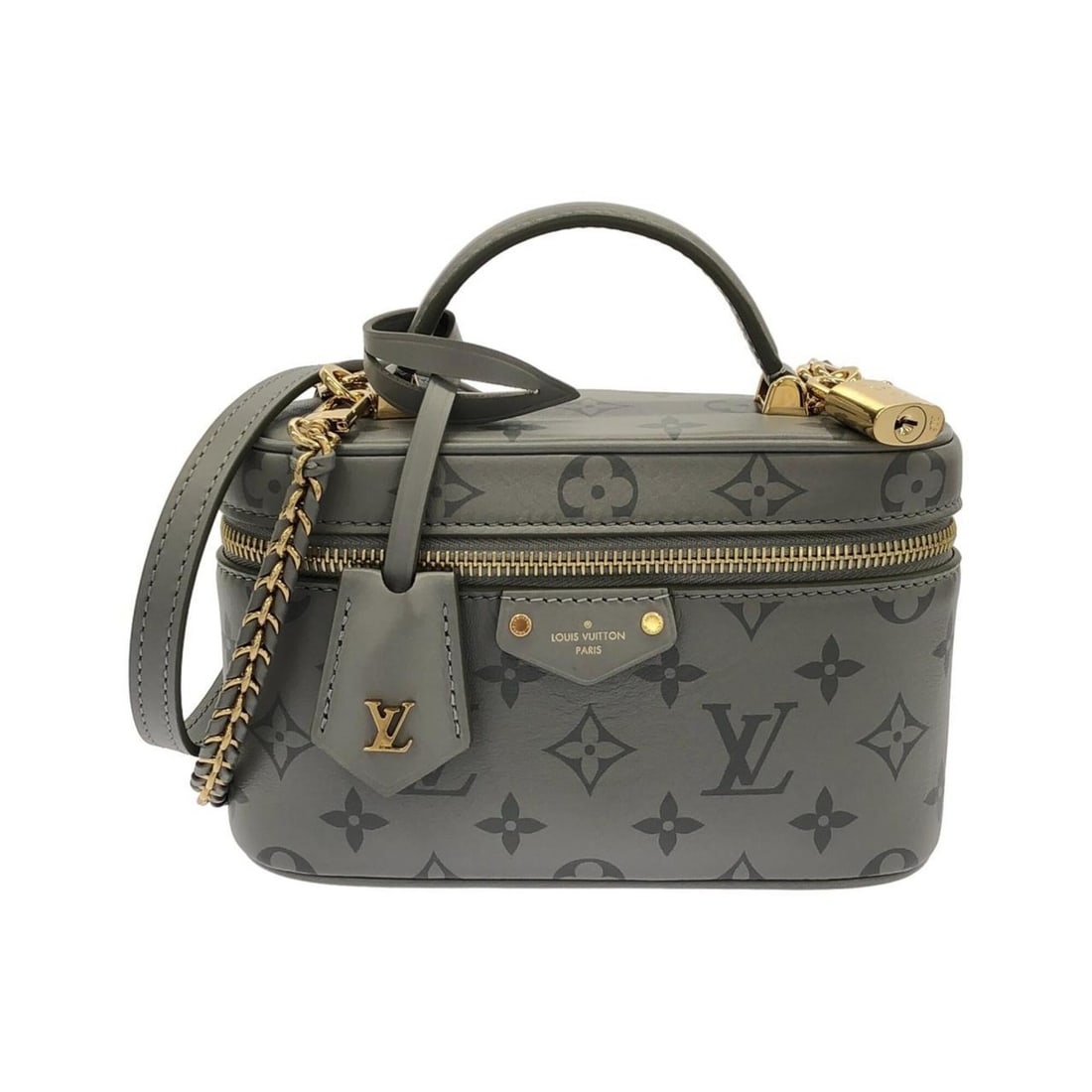 Louis Vuitton Monogram Vanity Chain Handbag Pouch M12427 Shoulder Bag: --- Catalog ---Category: SizeSize (HxWxD): 12cm x 18.5cm x 6cm / 4.72'' x 7.28'' x 2.36''Category: DesignType: Handbag, Pouch, Shoulder bagColor: GrayGender: Men,WomenMaterial: Leather Hardware Color: