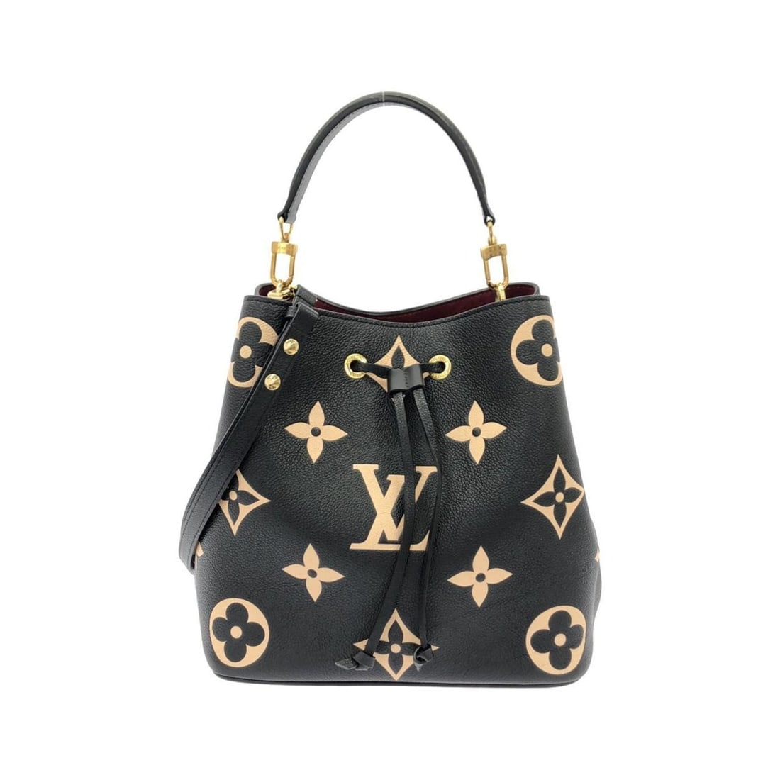 Louis Vuitton Bicolor Monogram Empreinte Neo Noe MM M45497 Shoulder Bag: --- Catalog ---Category: SizeSize (HxWxD): 25.5cm x 25cm x 16.5cm / 10.03'' x 9.84'' x 6.49''Category: DesignType: Pouch, Shoulder bagColor: Beige, BlackGender: Men,WomenMaterial: Leather Hardware Col
