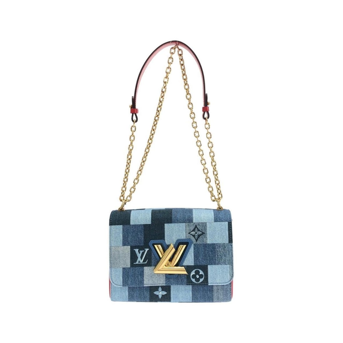 Louis Vuitton Denim Monogram Twist MM M44994 Shoulder Bag: --- Catalog ---Category: SizeSize (HxWxD): 17cm x 24cm x 8cm / 6.69'' x 9.44'' x 3.14''Category: DesignType: Shoulder bagColor: Blue, RougeGender: Men,WomenMaterial: Denim Hardware Color: GoldCategory