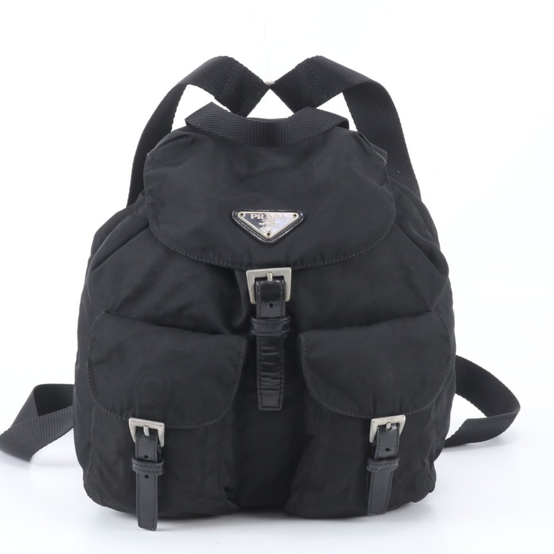 Prada Tessuto Nylon Triangle Logo Leather Backpack Handbag Black Women's: --- Catalog ---Category: SizeSize (HxWxD): 28cm x 24cm x 12cm / 11.02'' x 9.44'' x 4.72''Category: DesignType: Backpack, HandbagColor: BlackGender: WomenMaterial: Nylon , Leather Category: GeneralBran
