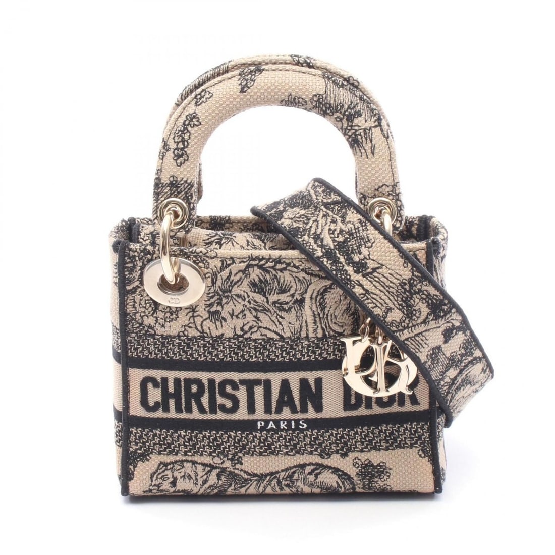 Christian Dior Dior LADY D-LITE Mini 2-Way Handbag, Canvas, Women's, Beige/Black: --- Catalog ---Category: SizeSize (HxWxD): 14cm x 17cm x 8cm / 5.51'' x 6.69'' x 3.14''Category: DesignType: HandbagColor: Beige, BlackGender: WomenMaterial: Canvas Category: GeneralBrand: Christian D
