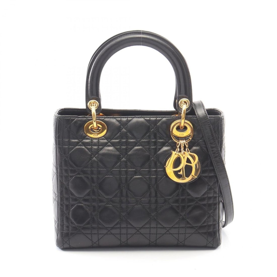 Christian Dior Dior LADY DIOR Cannage 2-Way Handbag, Leather, Women's, Black: --- Catalog ---Category: SizeSize (HxWxD): 20cm x 24cm x 11cm / 7.87'' x 9.44'' x 4.33''Category: DesignType: HandbagColor: BlackGender: WomenMaterial: Leather Category: GeneralBrand: Christian Dior--