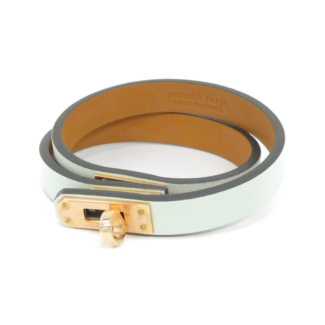 Hermes Mini Kelly Double Tour 081182CD Bracelet: --- Catalog ---Category: SizeLength: 15cm / 5.9''Category: DesignType: Charm braceletColor: Green, Rose gold, VertGender: WomenMaterial: Swift leatherCategory: GeneralMPN: 081182CDBrand: Hermes---