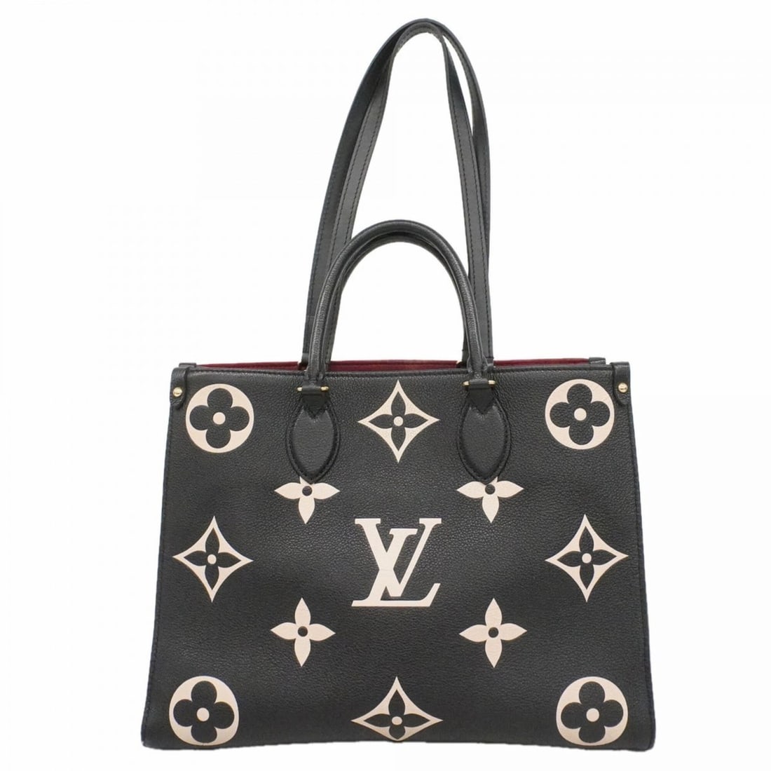 Louis Vuitton Monogram Empreinte Bicolor OnTheGo MM Tote Bag M45495 Black Beige 2-way bag for women: --- Catalog ---Category: SizeSize (HxWxD): 26cm x 34cm x 14cm / 10.23'' x 13.38'' x 5.51''Category: DesignType: Tote bagColor: Beige, BlackGender: WomenCategory: GeneralMPN: M45495Brand: Louis Vuitton