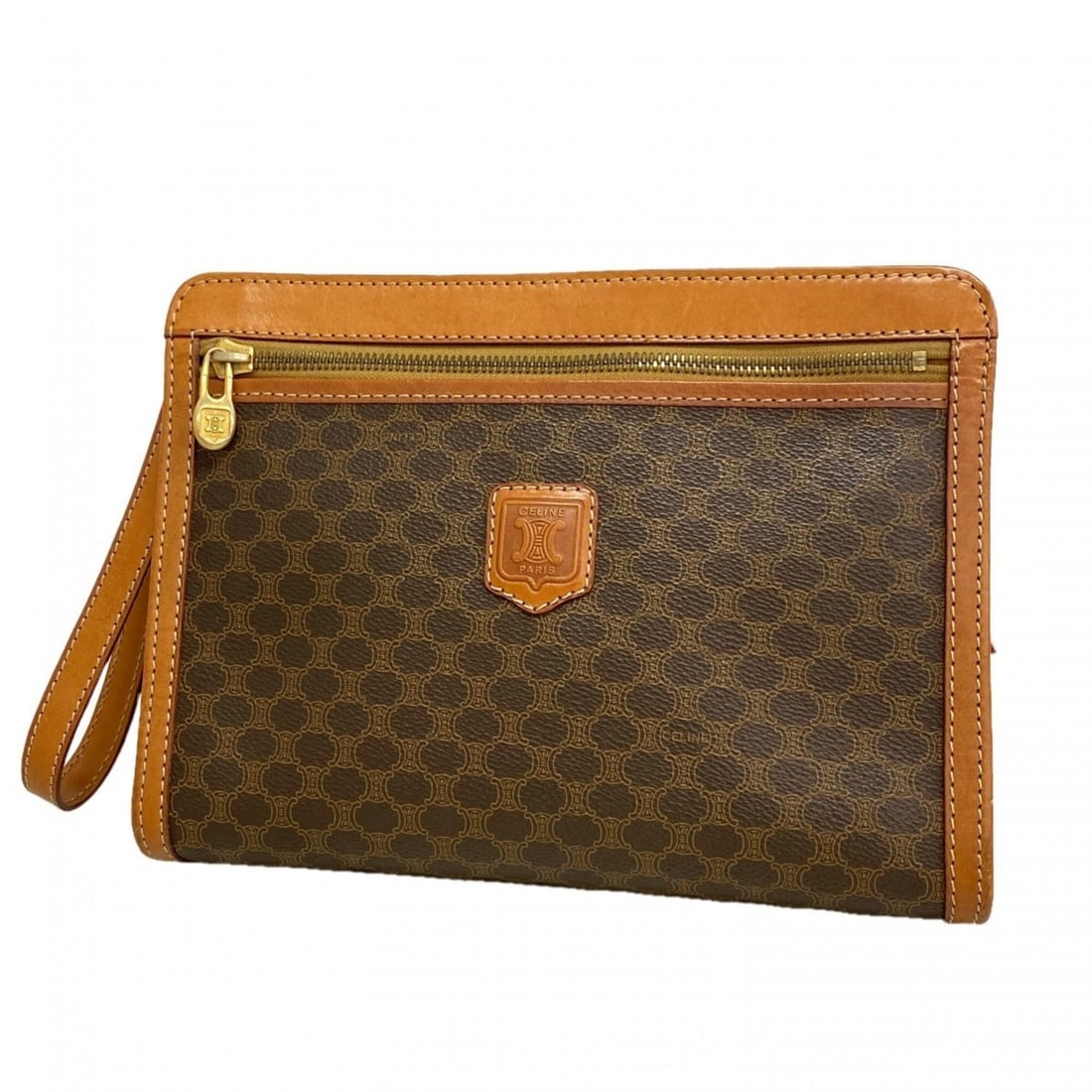 Celine Macadam Clutch Bag, Brown, Men's: --- Catalog ---Category: SizeSize (HxWxD): 19cm x 25cm x 6cm / 7.48'' x 9.84'' x 2.36''Category: DesignType: Clutch bagColor: BrownGender: MenMaterial: PVC Hardware Color: GoldCategory: GeneralBrand: 