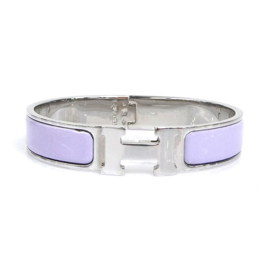 Hermes HERMES Bangle Bracelet Clic Clack H Metal Enamel Silver Purple Women's e62019k: --- Catalog ---Category: SizeLength: 16cm / 6.29''Category: DesignType: BangleColor: Purple, SilverGender: WomenMaterial: Enamel, MetalCategory: GeneralBrand: Hermes--- Item List ---Section: Condition