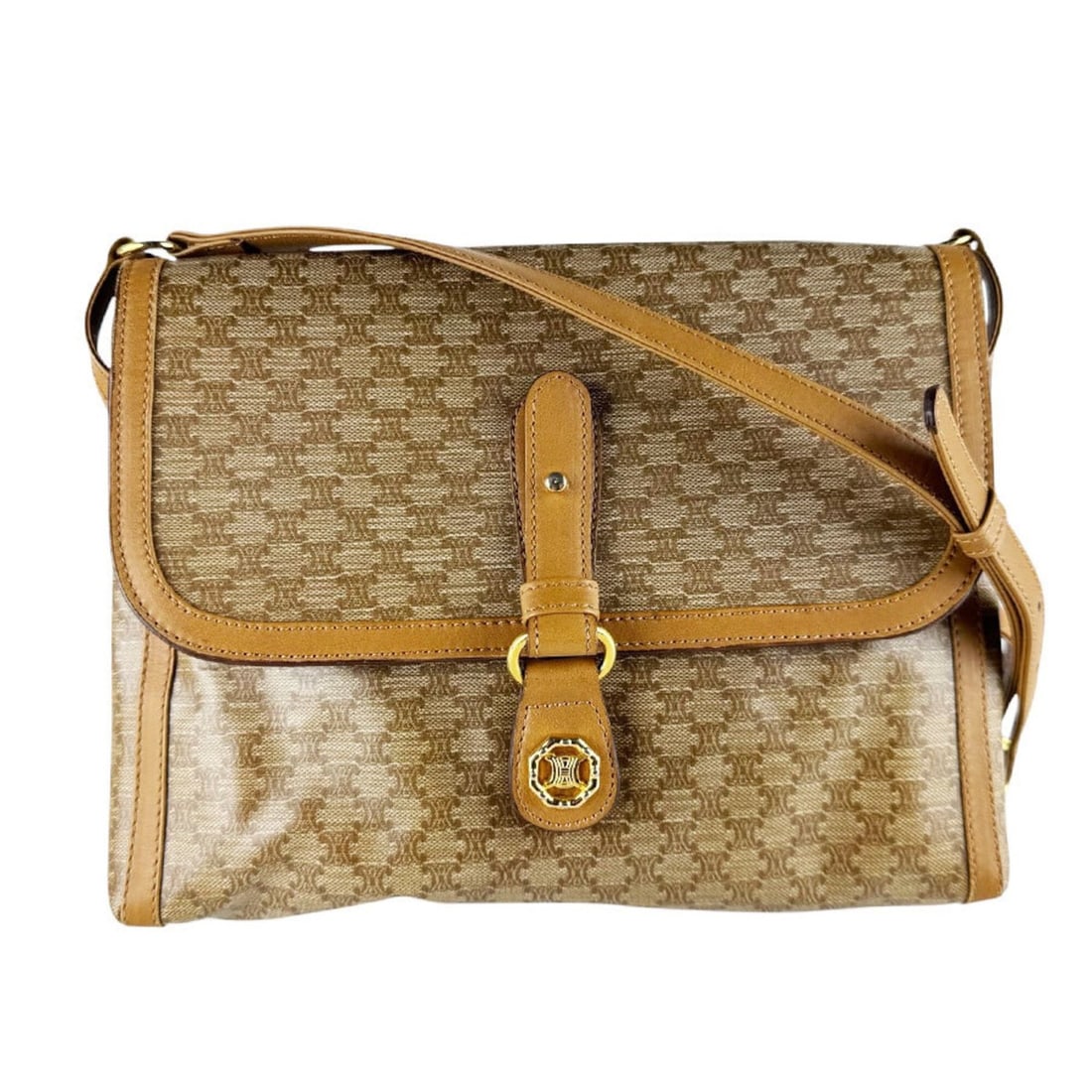 Celine CELINE Shoulder Bag Macadam Coated Canvas Leather Light Brown Women's z10329: --- Catalog ---Category: SizeSize (HxWxD): 22cm x 28cm x 7cm / 8.66'' x 11.02'' x 2.75''Category: DesignType: Shoulder bagColor: Light brownGender: WomenMaterial: Coated canvas , Leather Category: Gen