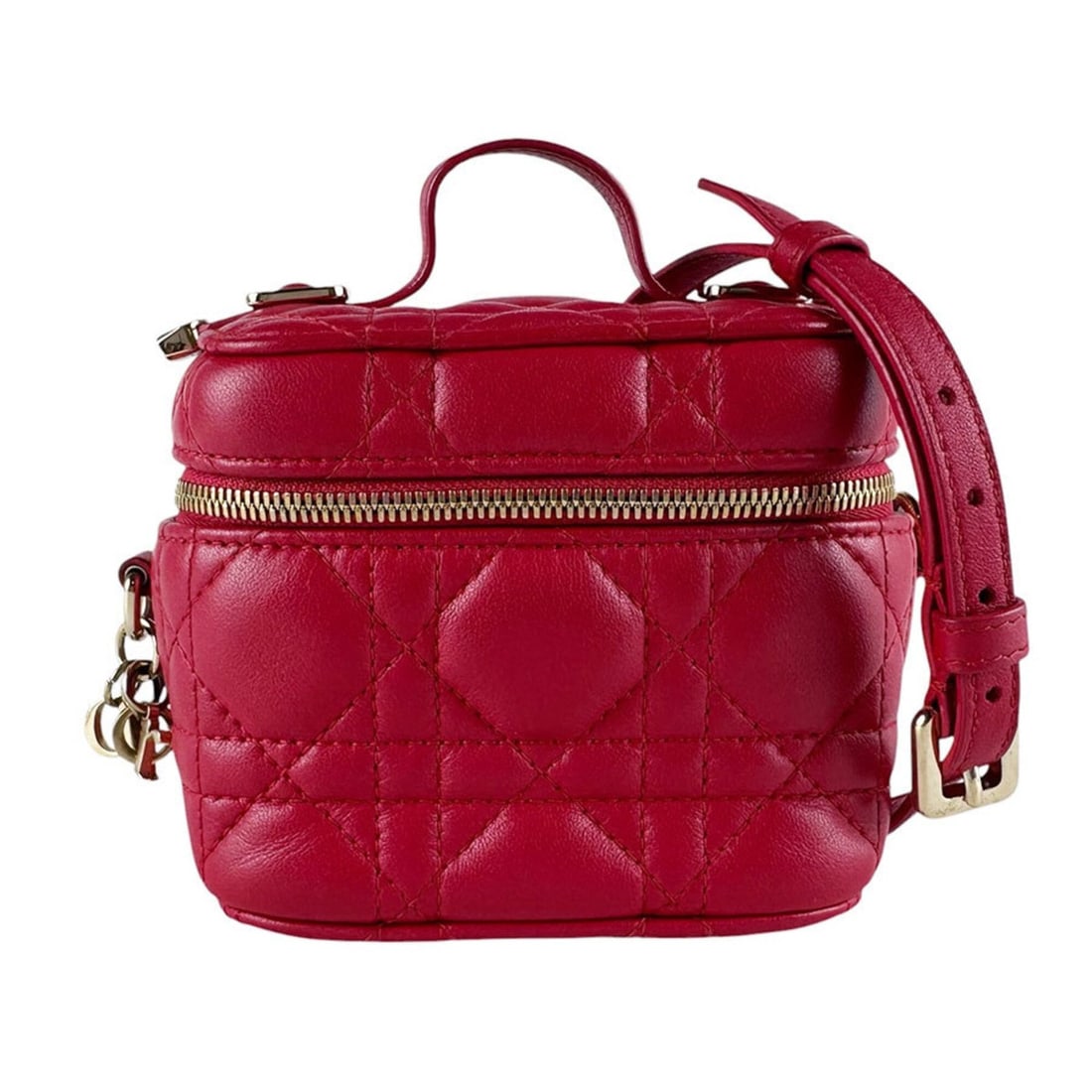 Christian Dior Lady Micro Vanity Shoulder Bag, Lambskin, Red, Women's, z10316: --- Catalog ---Category: SizeSize (HxWxD): 10cm x 12cm x 7cm / 3.93'' x 4.72'' x 2.75''Category: DesignType: Shoulder bagColor: Red colorGender: WomenMaterial: Leather Leather/Fur Type: LambskinCatego