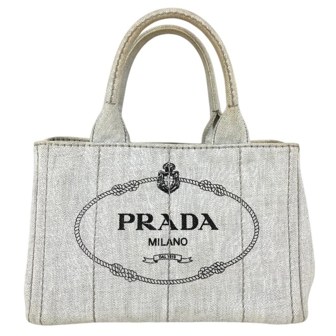 PRADA Canapa Logo Bag Tote Handbag Canvas Men's Women's White: --- Catalog ---Category: SizeSize (HxWxD): 19cm x 27cm x 13.5cm / 7.48'' x 10.62'' x 5.31''Category: DesignType: Handbag, Tote bagColor: WhiteGender: Men,WomenMaterial: Canvas Category: GeneralBrand: 