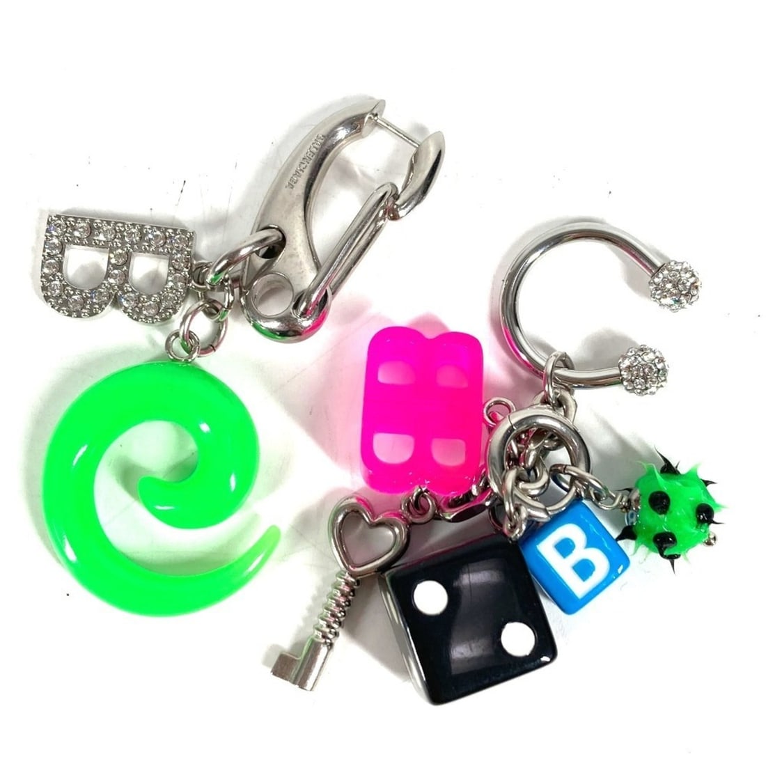 BALENCIAGA 806245 Dice BB Rhinestone Logo Pigalle Collector Accessories Earrings Plastic Metal Men's: --- Catalog ---Category: DesignType: Stud earringsColor: Multi-color, SilverStone: RhinestoneGender: Men,WomenMaterial: Metal, PlasticCategory: GeneralMPN: 806245Brand: Balenciaga--- Item List ---Sect